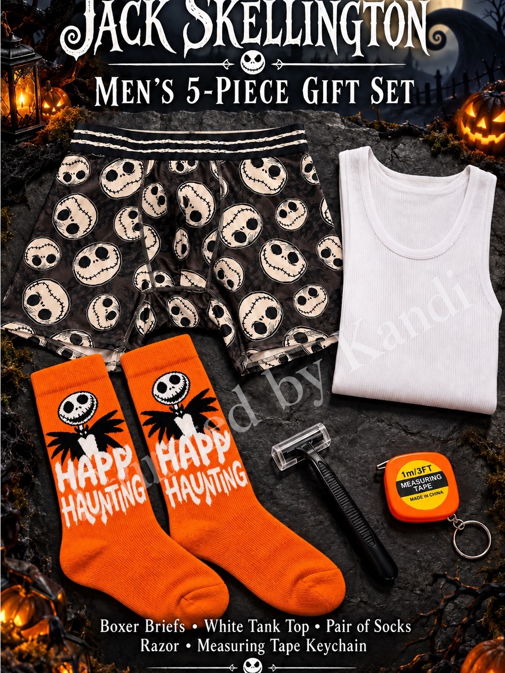 JACK SKELLINGTON Men’s Boxer Briefs & Sock Gift Set - Size Large